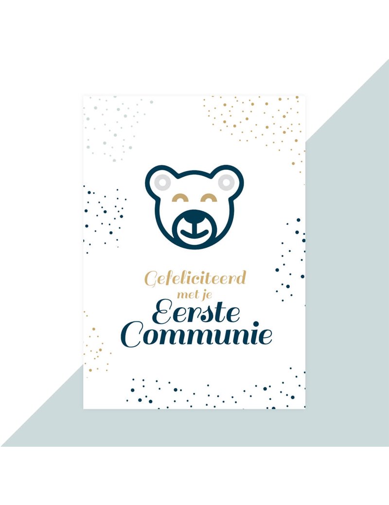 Communiekaartje eerste communie beer