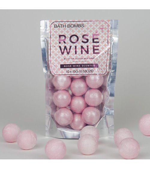 Rose wijn bruisballen set van 10