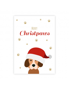 Kerstkaart hond merry christpaws - Lacarta