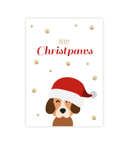 Kerstkaart hond merry christpaws - Lacarta