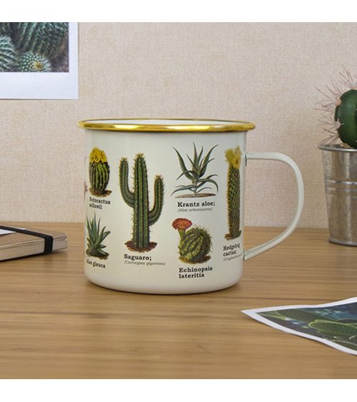 Emaille tas met cactussen