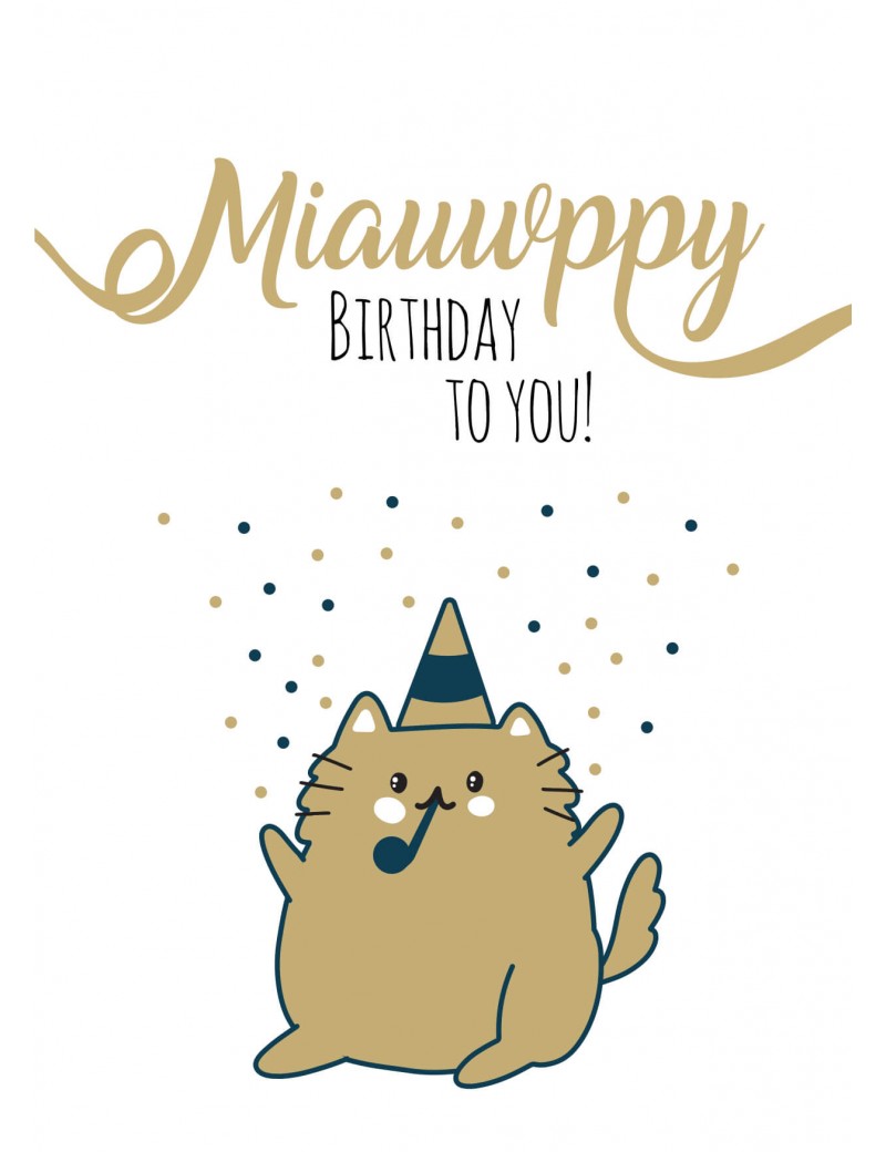 Pakket van 8: Verjaardagskaart kat miauwppy birthday