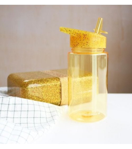 Glitter waterfles goud - A Little Lovely Company