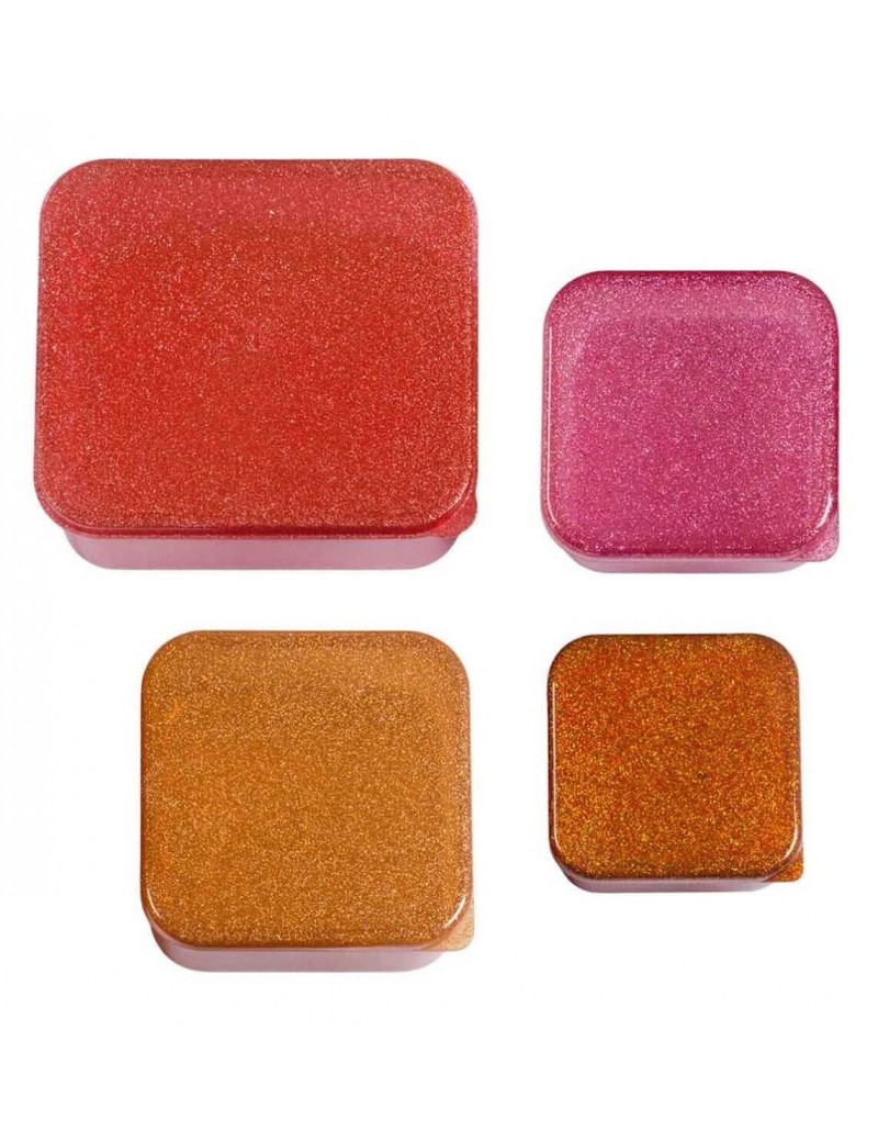Glitter roze snackdoosjes set van 4 - A Little Lovely Company