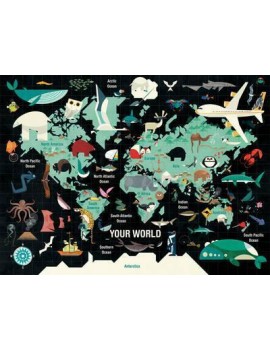 Wereldkaart puzzel - Mudpuppy