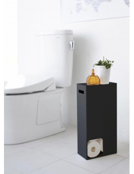 Grote toiletrol houder metaal en hout - Yamazaki