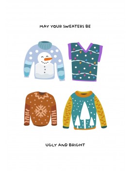May your sweater be ugly set van 8 kerstkaarten met omslagen - Lacarta