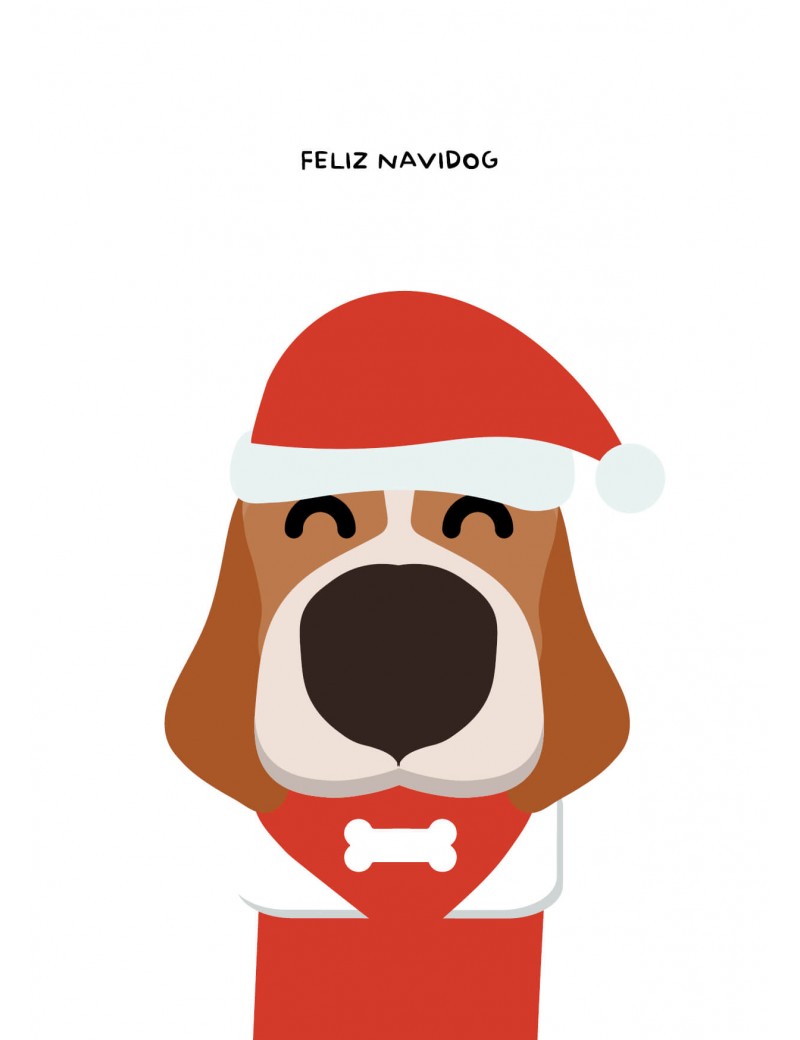 Feliz navidog hond kerstkaart set van 8 kerstkaarten met omslagen - Lacarta