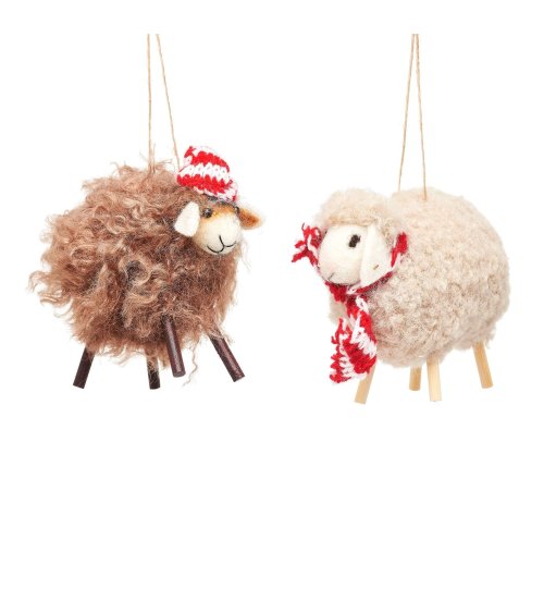 Schaap kerstdecoratie uit wol en hout - Sass & Belle