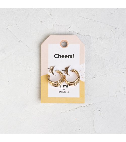 Oorbellen met drie ringen goud - Timi of Sweden