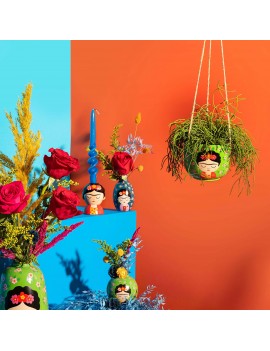 Frida Kahlo hangende bloempot groen - Sass & Belle
