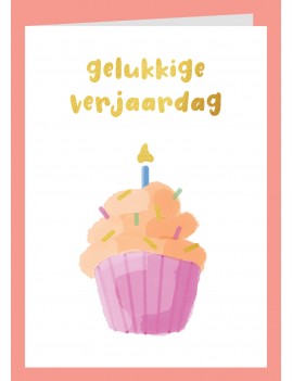Dubbele verjaardagskaart met cupcake - Lacarta