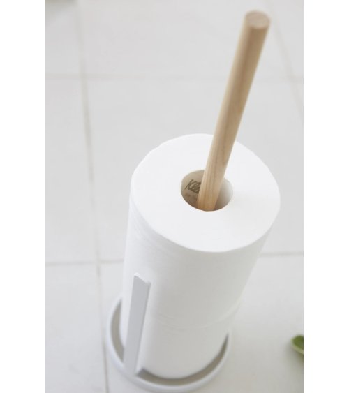 Compacte toiletrolhouder wit metaal en hout - Yamazaki