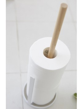 Compacte toiletrolhouder wit metaal en hout - Yamazaki