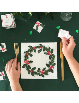 Kerstservetten met hulst servetten - Talking Tables