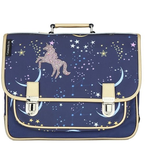 Grote boekentas eenhoorn blauw Constellation Nuit Caramel et Cie