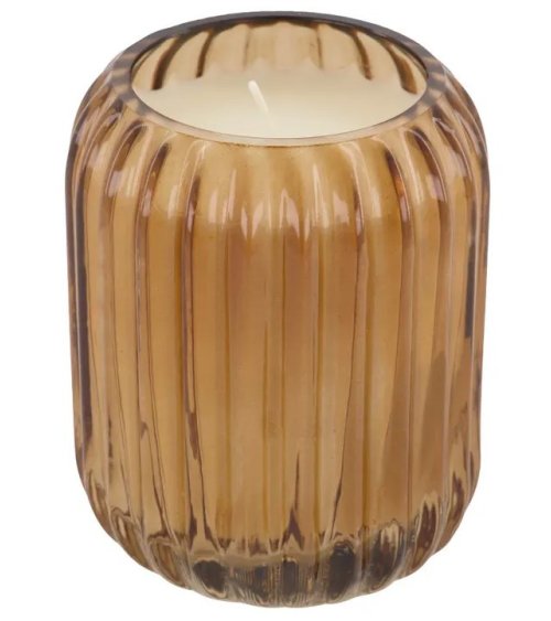 Geurkaars glas met houten deksel roestbruin - Zusss