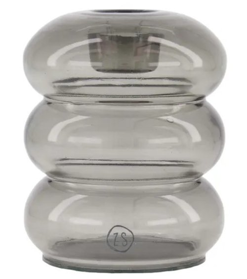 Glazen kandelaar met bollingen grijs - Zusss
