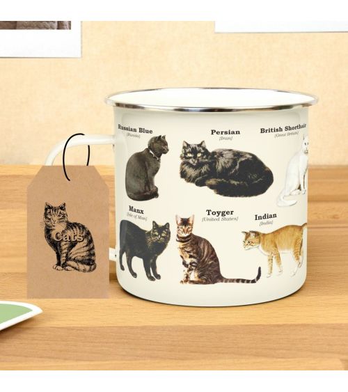 Emaille mok met katten - Gift Republic