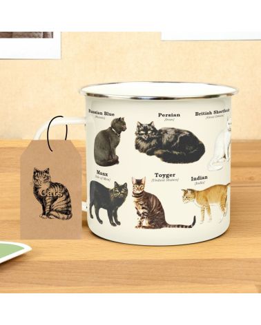 Emaille mok met katten - Gift Republic