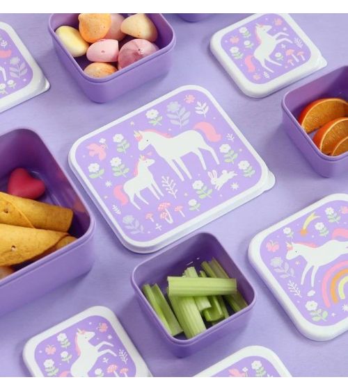 Paarse eenhoorn snackdoosjes set van 4 - A Little Lovely Company