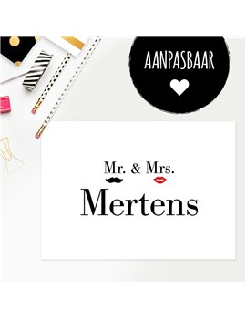Persoonlijke trouwkaart "Mr and Mrs"