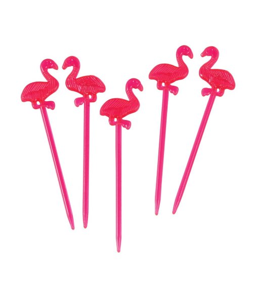 Flamingo cocktail prikkers