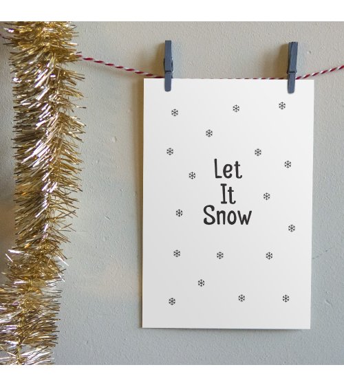 Kerstkaart "Let It Snow" Sneeuwvlokken