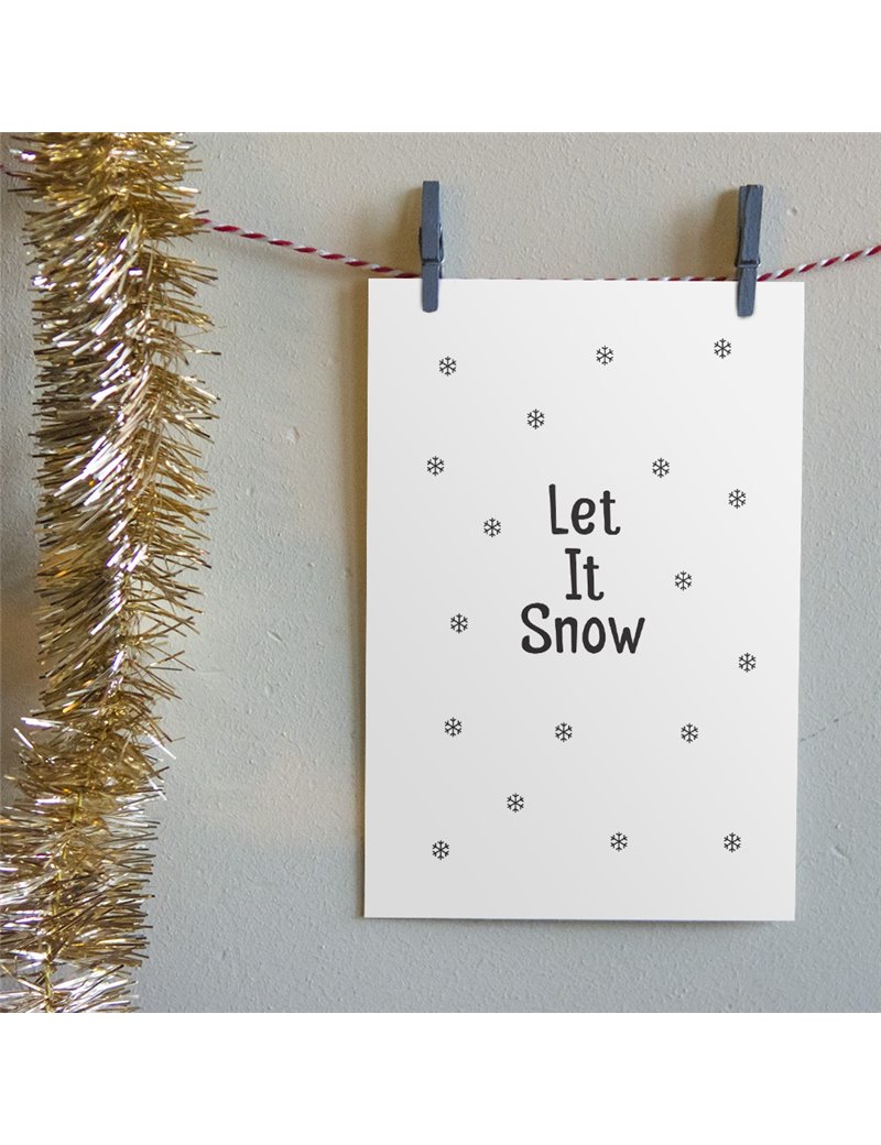 Kerstkaart "Let It Snow" Sneeuwvlokken