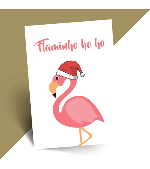 Grappige kerstkaart Flamingo
